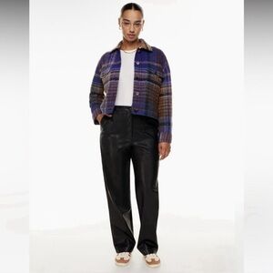 ARITZIA Wilfred faux leather wide leg barrel pants black size 2